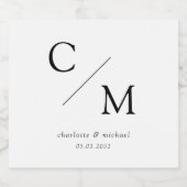 Eenvoudig en elegant monogram sparkling wijnetiket (Enkel label)
