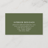 Eenvoudig en elegant Olive Green Visitekaartje (Achterkant)