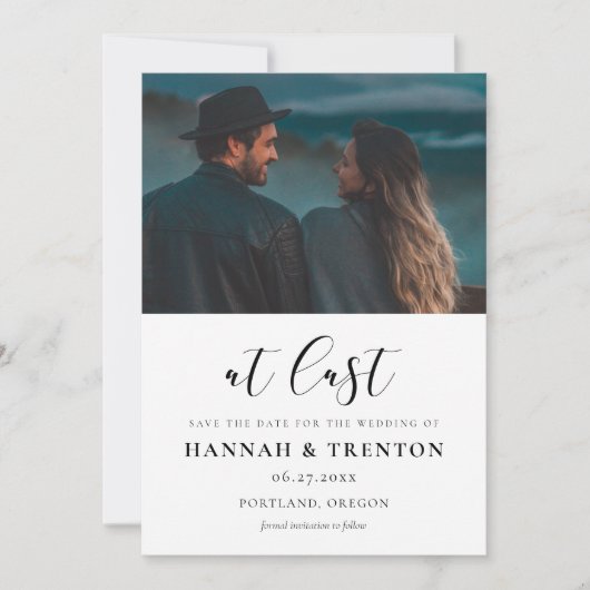 Eenvoudig en elegant ontwerp Eindelijk foto Save The Date (Voorkant)