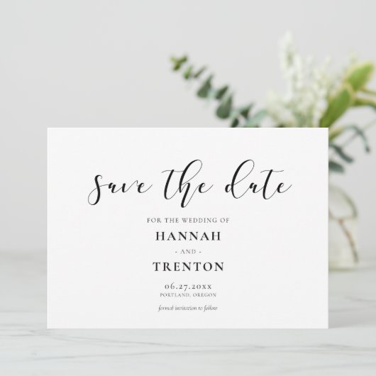 Eenvoudig en elegant ontwerp save the date (Staand voorkant)