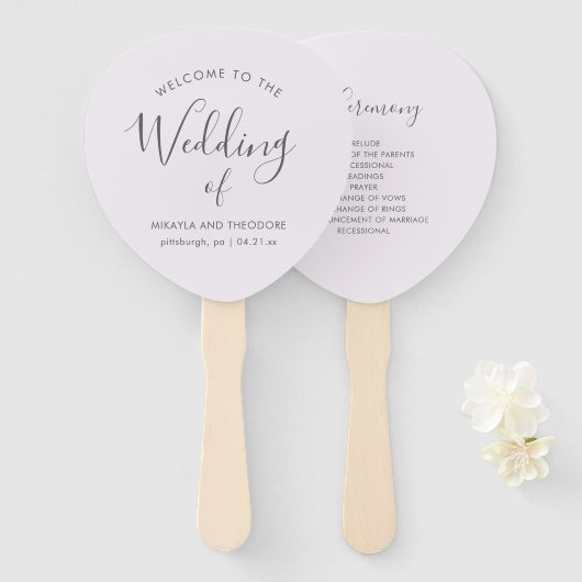 Eenvoudig en elegant Paars weddenschap Handwaaier (Voorkant en achterkant)