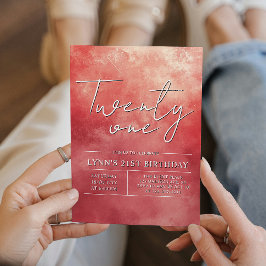 Eenvoudig en elegant rood 21ste verjaardagsfeest kaart