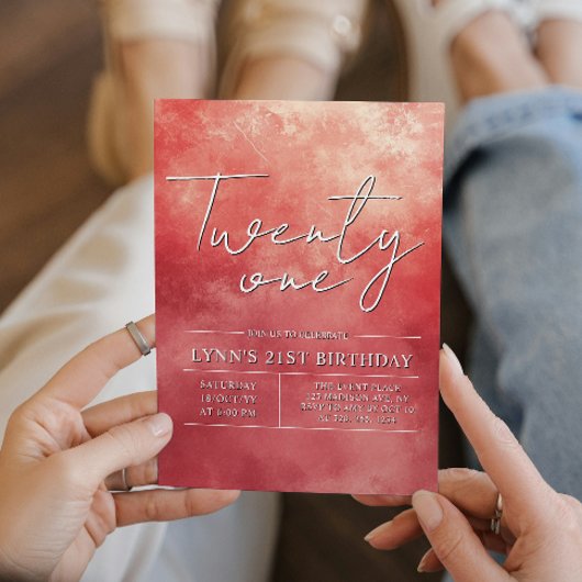 Eenvoudig en elegant rood 21ste verjaardagsfeest kaart