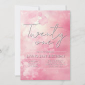 Eenvoudig en elegant roze 21e verjaardagsfeest kaart (Voorkant)