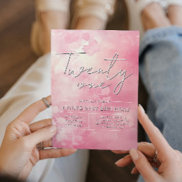 Eenvoudig en elegant roze 21e verjaardagsfeest kaart