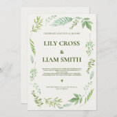 Eenvoudig en elegant Rustic Greenery Wedding Kaart (Voorkant / Achterkant)