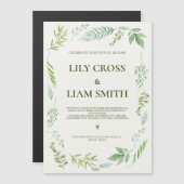 Eenvoudig en elegant Rustic Greenery Wedding Magnetische Uitnodiging (Voorkant / Achterkant)