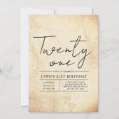Eenvoudig en elegant rustiek 21e verjaardagsfeest kaart (Voorkant)