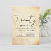 Eenvoudig en elegant rustiek 21e verjaardagsfeest kaart (Staand voorkant)
