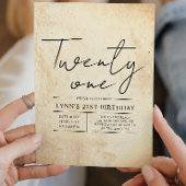 Eenvoudig en elegant rustiek 21e verjaardagsfeest kaart