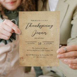 Eenvoudig en Elegant Rustiek Thanksgiving Diner Kaart