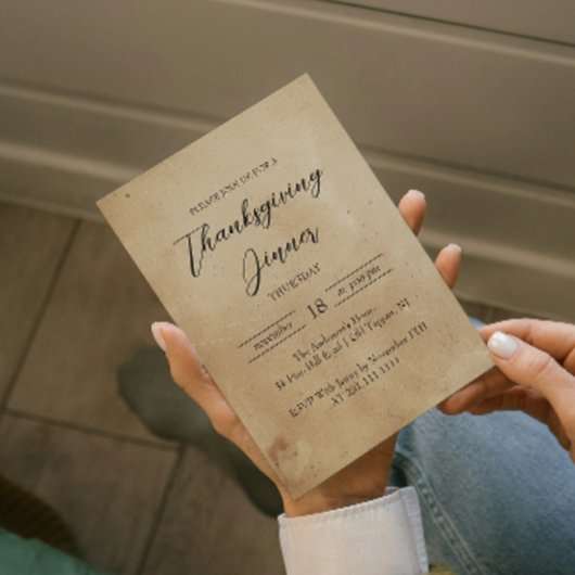 Eenvoudig en Elegant Rustiek Thanksgiving Diner Kaart