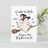 Eenvoudig en elegant Schattige heks eerste Hallowe Kaart (Staand voorkant)