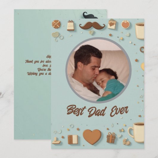 Eenvoudig en elegant Vaderdag Wenskaart Feestdagenkaart (Voorkant / Achterkant)