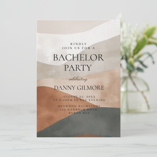 Eenvoudig en elegant veelkleurig vrijgezellenfeest kaart (Staand voorkant)