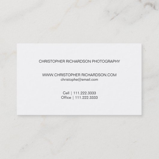 Eenvoudig en elegant Visitekaartje voor fotografie (Achterkant)