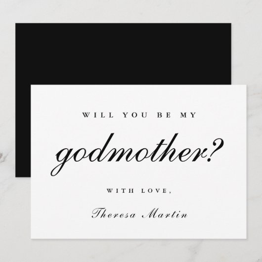 Eenvoudig en Elegant Voorstel Oma Godmother Zwart Kaart (Voorkant / Achterkant)