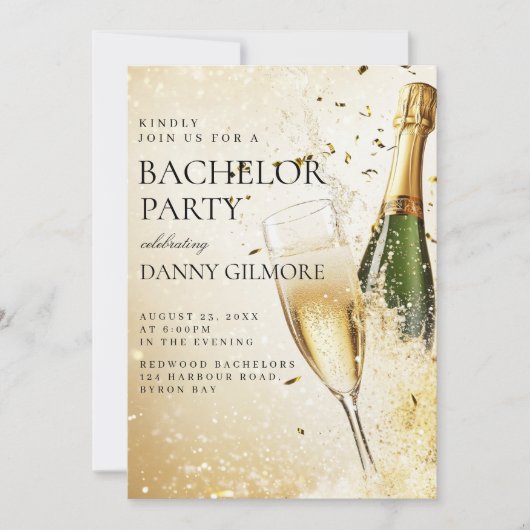 Eenvoudig en elegant vrijgezellenfeest kaart (Voorkant)