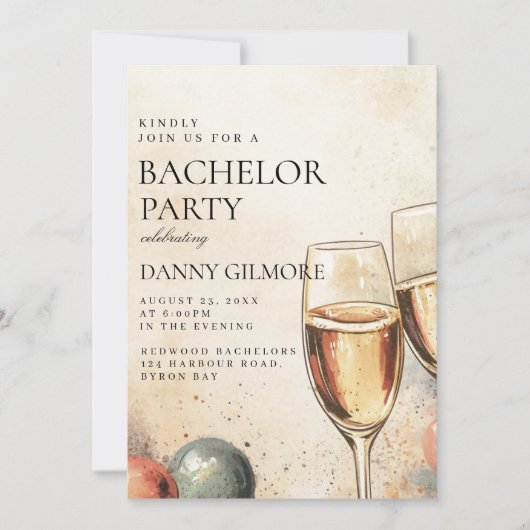 Eenvoudig en elegant vrijgezellenfeest kaart (Voorkant)