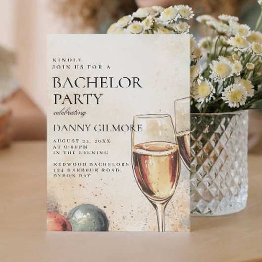 Eenvoudig en elegant vrijgezellenfeest kaart