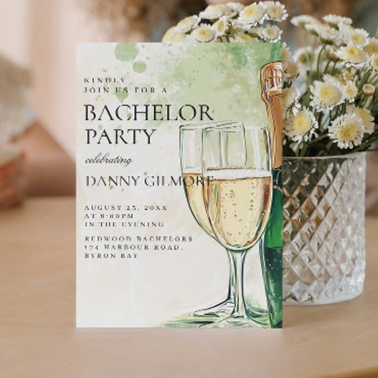 Eenvoudig en elegant vrijgezellenfeest kaart