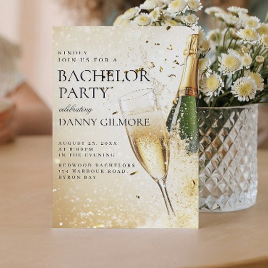 Eenvoudig en elegant vrijgezellenfeest kaart