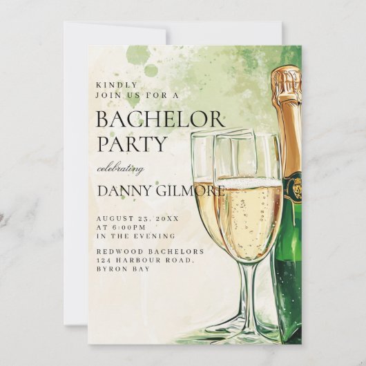 Eenvoudig en elegant vrijgezellenfeest kaart (Voorkant)