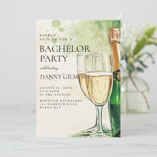 Eenvoudig en elegant vrijgezellenfeest kaart (Staand voorkant)