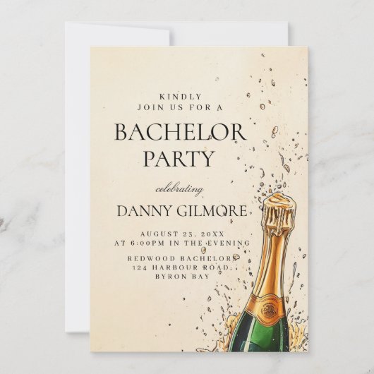 Eenvoudig en elegant vrijgezellenfeest kaart (Voorkant)