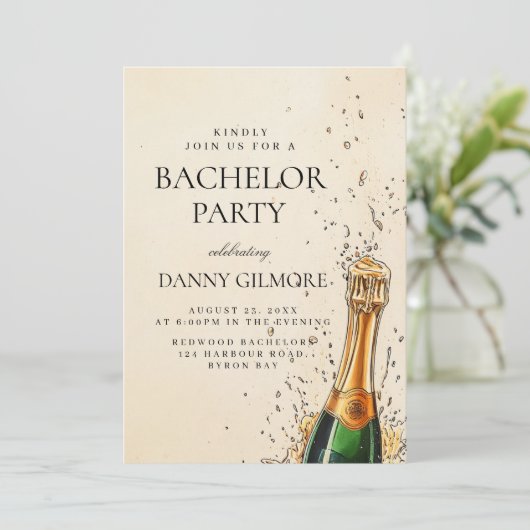 Eenvoudig en elegant vrijgezellenfeest kaart (Staand voorkant)