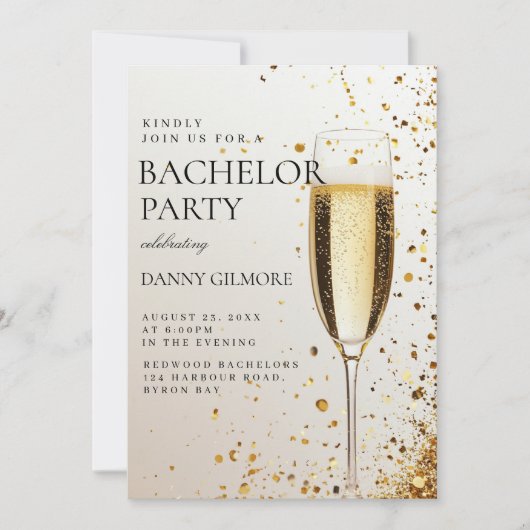 Eenvoudig en elegant vrijgezellenfeest kaart (Voorkant)