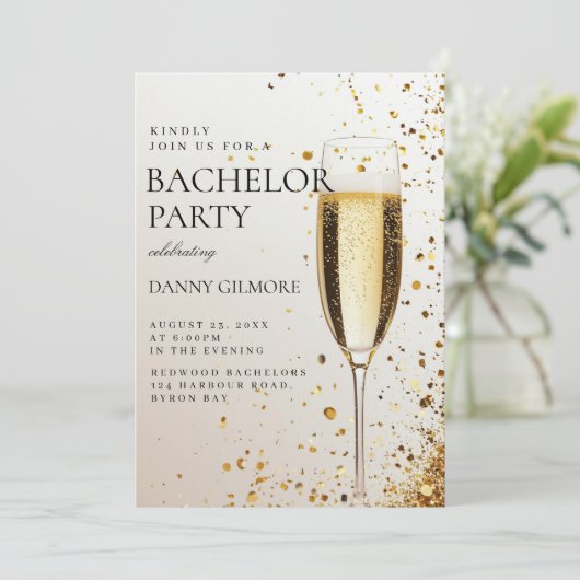 Eenvoudig en elegant vrijgezellenfeest kaart (Staand voorkant)