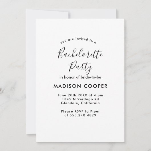 eenvoudig en elegant vrijgezellenfeest kaart (Voorkant)