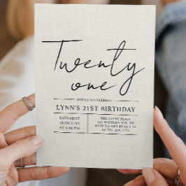 Eenvoudig en elegant wit canva 21e verjaardagsfees kaart