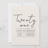 Eenvoudig en elegant wit canva 21e verjaardagsfees kaart (Voorkant)