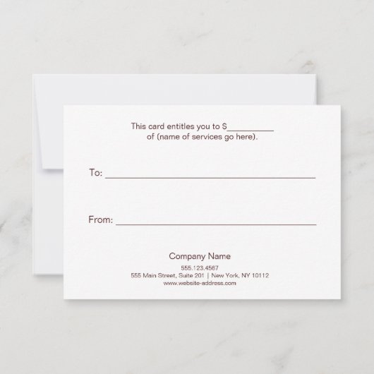 Eenvoudig en elegant zwart cadeaucertificaat (Achterkant)