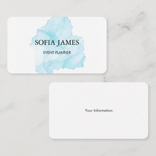 Eenvoudig en elegant zwart en blauw Visitekaartje (Voorkant / Achterkant)