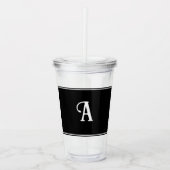 Eenvoudig en Elegant Zwart-Wit Aangepast Initiaal Acryl Drinkbeker (Voorkant)