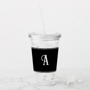 Eenvoudig en Elegant Zwart-Wit Aangepast Initiaal Acryl Drinkbeker