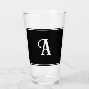 Eenvoudig en Elegant Zwart-Wit Aangepast Initiaal Glas