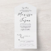 Eenvoudig en elegant zwart-wit huwelijk all in one uitnodiging (Binnen)