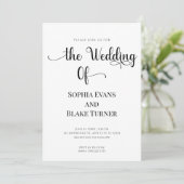 Eenvoudig en elegant zwart-wit huwelijk kaart (Staand voorkant)