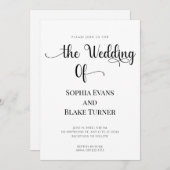 Eenvoudig en elegant zwart-wit huwelijk kaart (Voorkant / Achterkant)