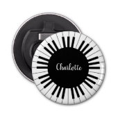 Eenvoudig en elegant zwart-wit piano-toetsenbord button flesopener (Voorkant)