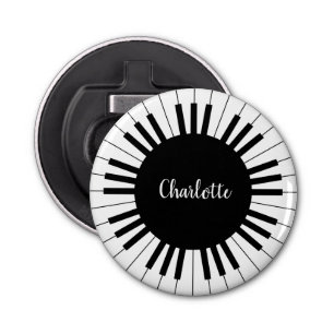 Eenvoudig en elegant zwart-wit piano-toetsenbord button flesopener