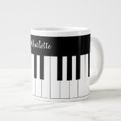 Eenvoudig en elegant zwart-wit piano-toetsenbord grote koffiekop (Voorkant rechts)