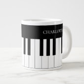 Eenvoudig en elegant zwart-wit piano-toetsenbord grote koffiekop (Voorkant rechts)