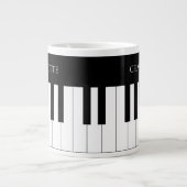 Eenvoudig en elegant zwart-wit piano-toetsenbord grote koffiekop (Voorkant)