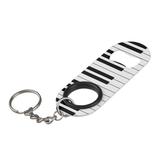 Eenvoudig en elegant zwart-wit piano-toetsenbord mini flessenopener (Voorkant Gekanteld)