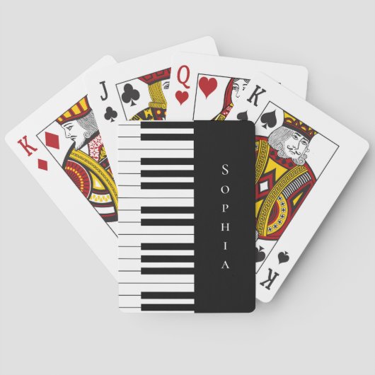 Eenvoudig en elegant zwart-wit piano-toetsenbord pokerkaarten (Achterkant)